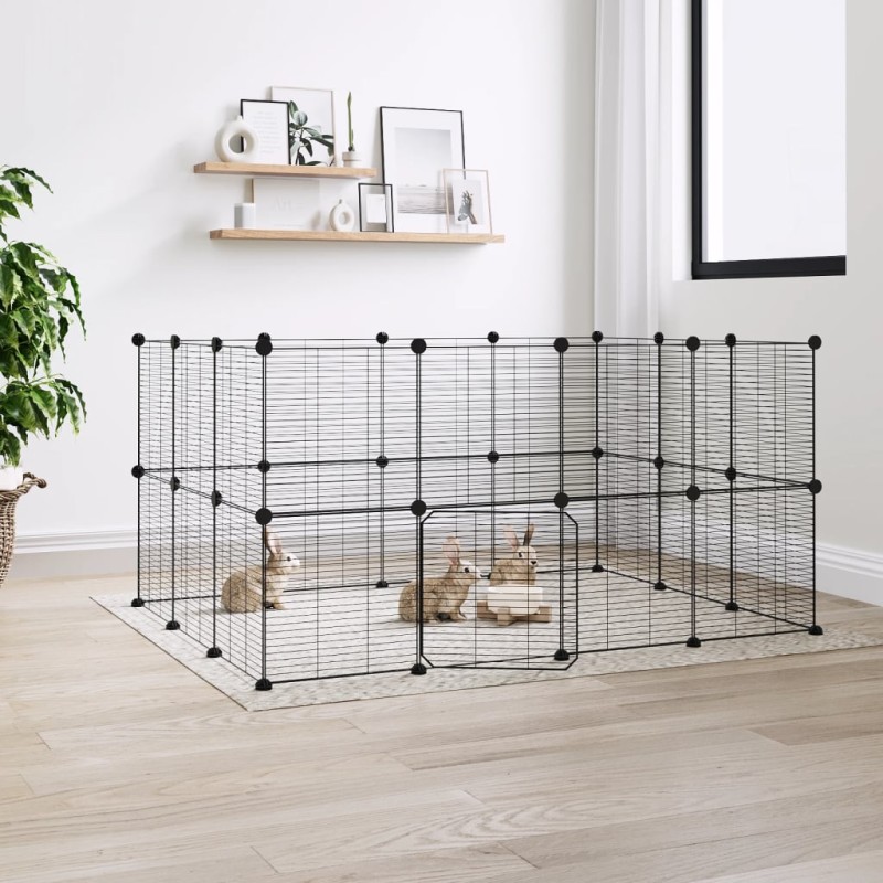 Gaiola p/ animais de 28 painéis c/ porta 35x35 cm aço preto-Casotas e gaiolas para animais pequenos-Home Retail