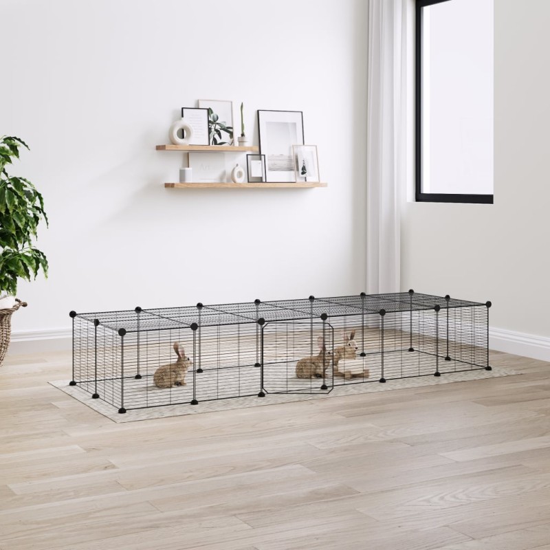 Gaiola p/ animais de 28 painéis c/ porta 35x35 cm aço preto-Casotas e gaiolas para animais pequenos-Home Retail