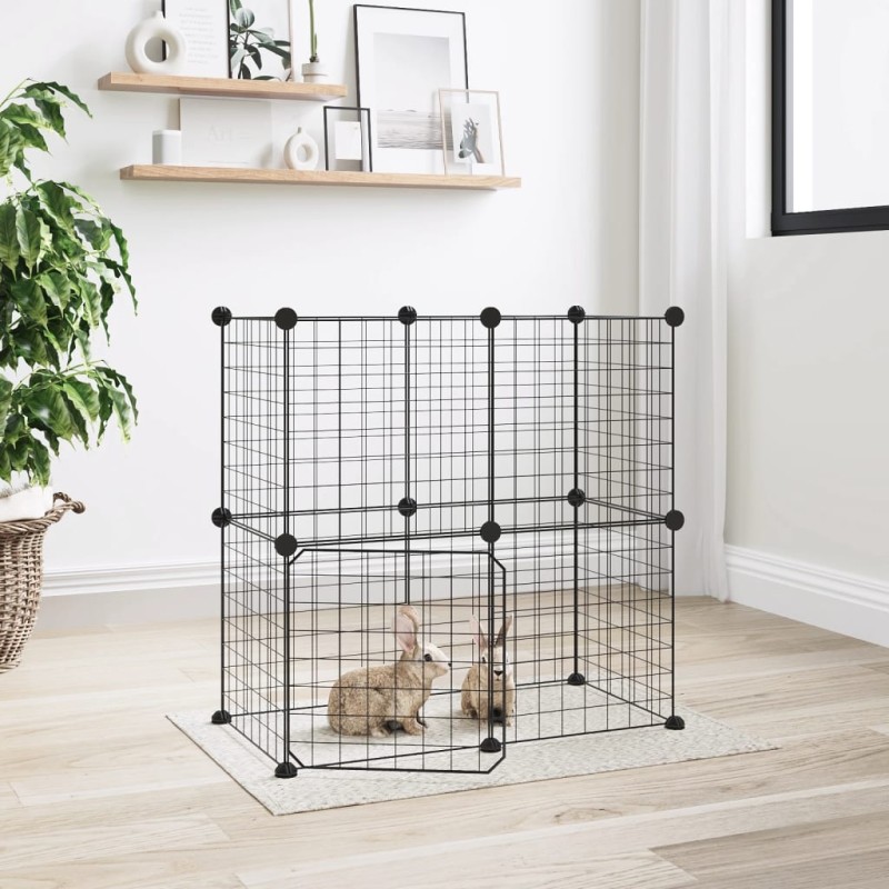 Gaiola p/ animais de 12 painéis c/porta 35x35 cm aço preto-Casotas e gaiolas para animais pequenos-Home Retail