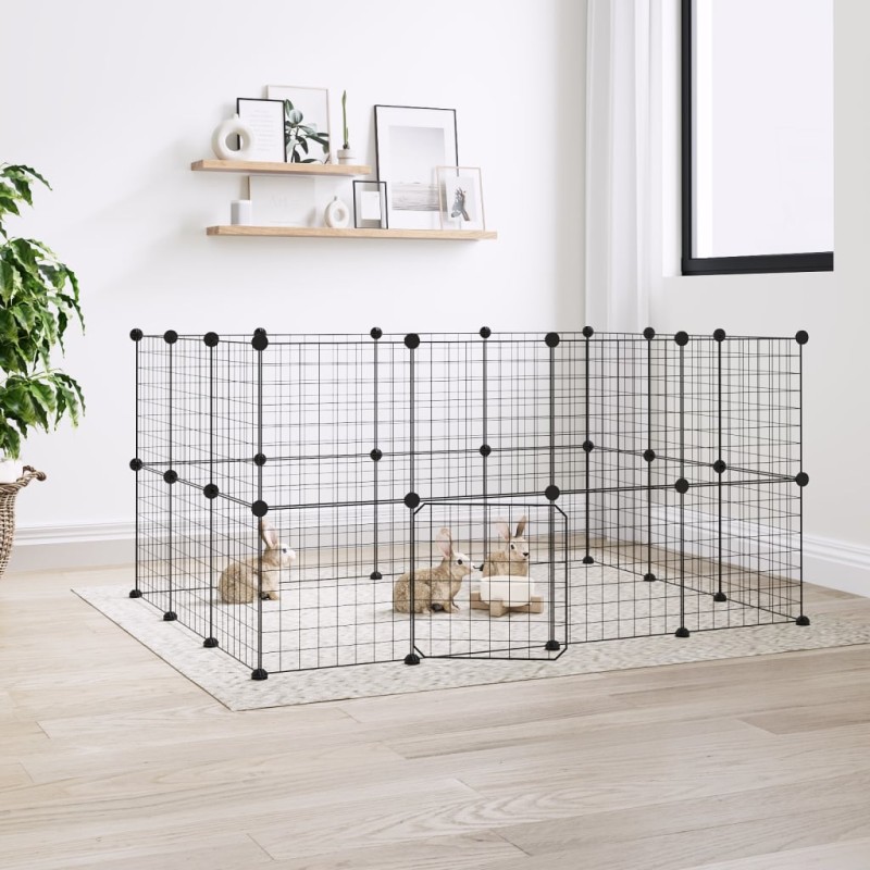 Gaiola p/ animais de 28 painéis c/ porta 35x35 cm aço preto-Casotas e gaiolas para animais pequenos-Home Retail