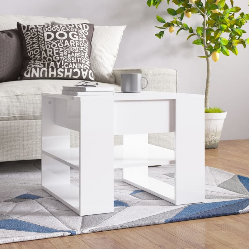 Mesa de centro 55,5x55x45cm madeira processada branco brilhante-Mesas de centro-Home Retail