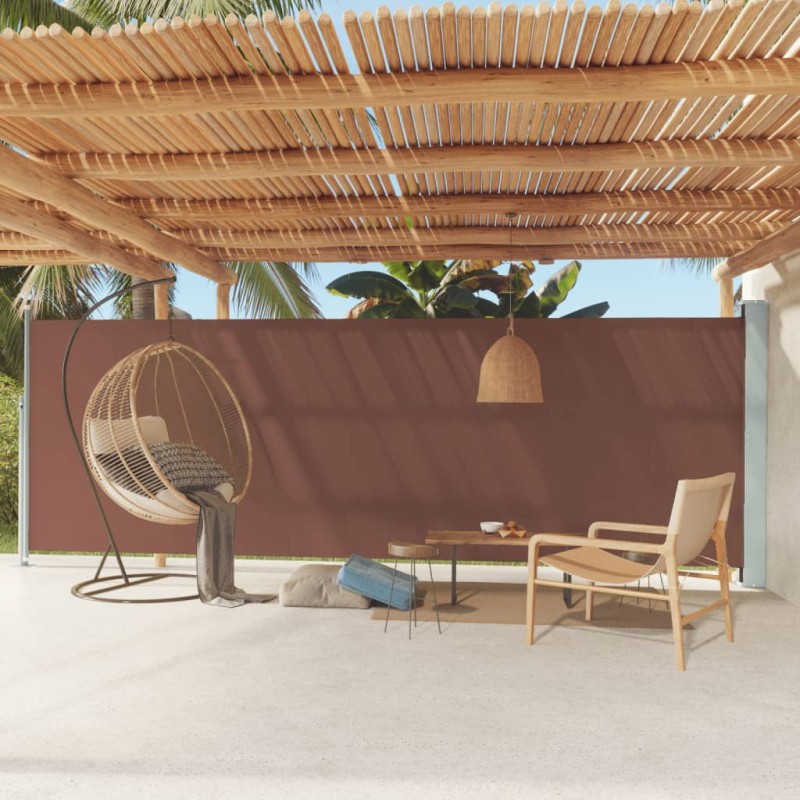 Toldo lateral retrátil de pátio 180x600 cm castanho-Guarda-sóis e telas de varanda-Home Retail