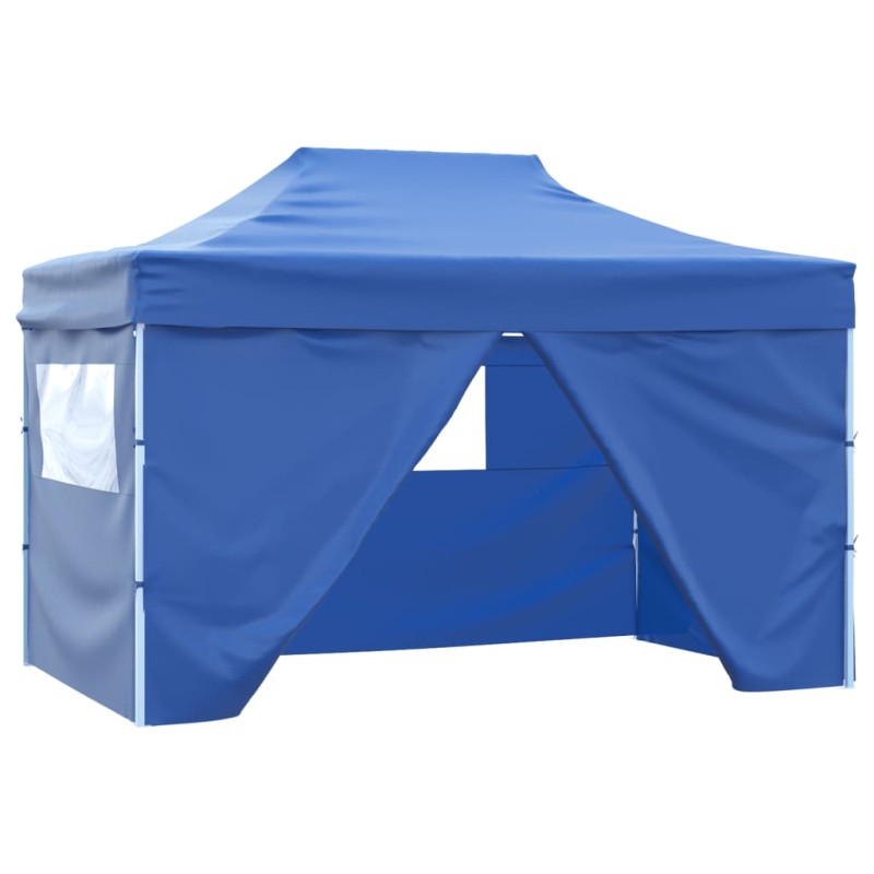 Tenda pop-up dobrável com 4 paredes laterais 3x4,5 m azul-Toldos e gazebos-Home Retail