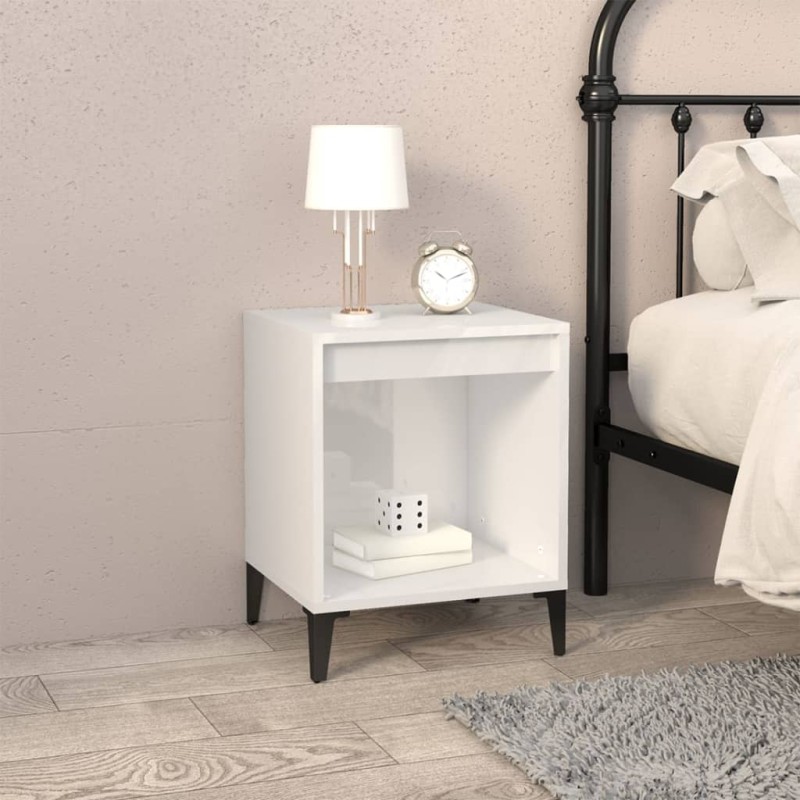 Mesa de cabeceira 40x35x50 cm branco brilhante-Mesas-de-cabeceira-Home Retail