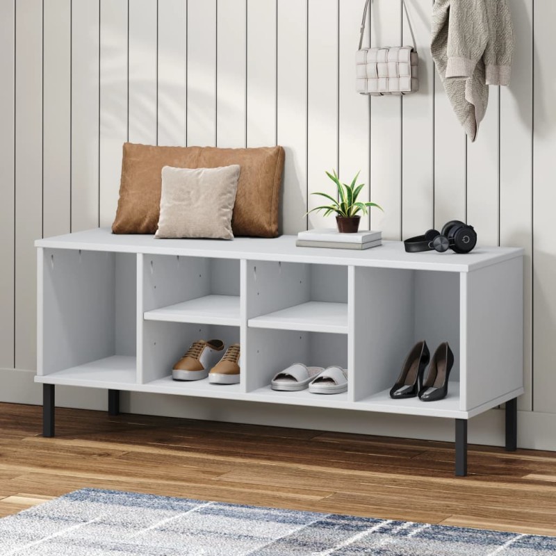 Sapateira pernas metal 106x35x45cm madeira maciça OSLO branco-Sapateiras e organizadores-Home Retail