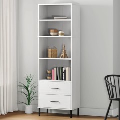 Estante c/ 2 gavetas 60x35x180 cm madeira maciça OSLO branco