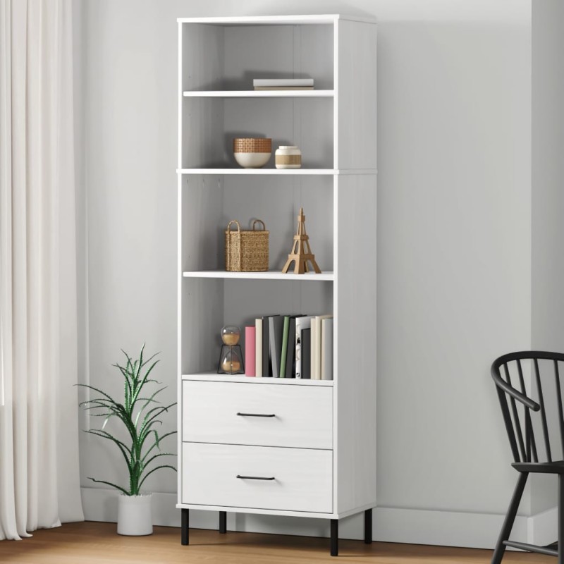 Estante c/ 2 gavetas 60x35x180 cm madeira maciça OSLO branco-Estantes para livros-Home Retail