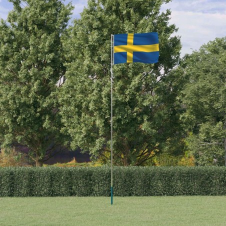 Bandeira da Suécia e mastro 5,55 m alumínio