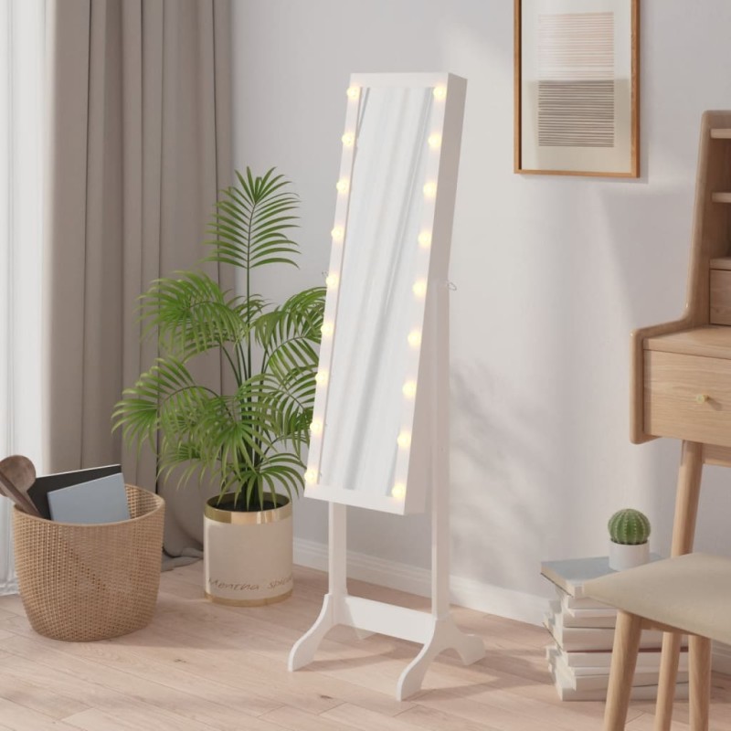 Espelho de pé com luzes LED 34x37x146 cm branco-Espelhos-Home Retail