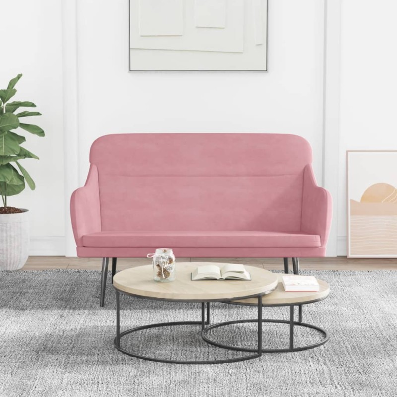 Banco 110x76x80 cm veludo rosa-Bancos-Home Retail