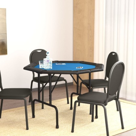 Mesa de póquer dobrável 8 jogadores 108x108x75 cm azul