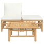 3 pcs conjunto lounge de jardim bambu c/ almofadões branco nata