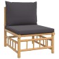 2pcs conj. lounge de jardim bambu c/ almofadões cinzento-escuro