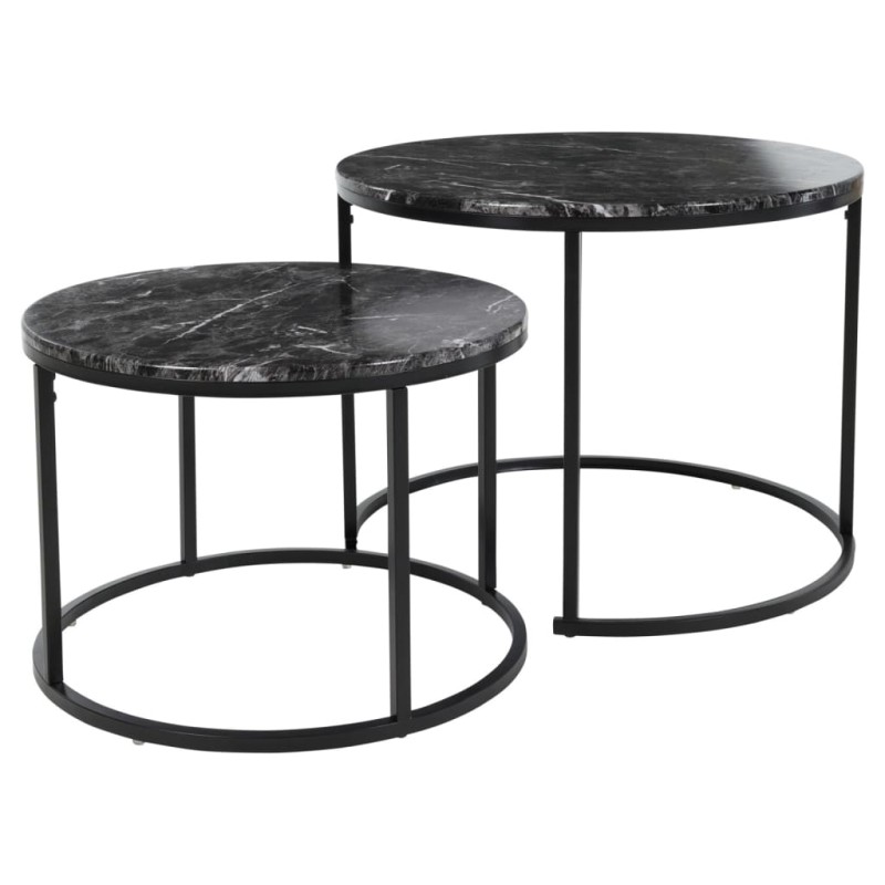 H&S Collection 2 pcs conjunto de mesas de apoio preto-Mesas de apoio-Home Retail