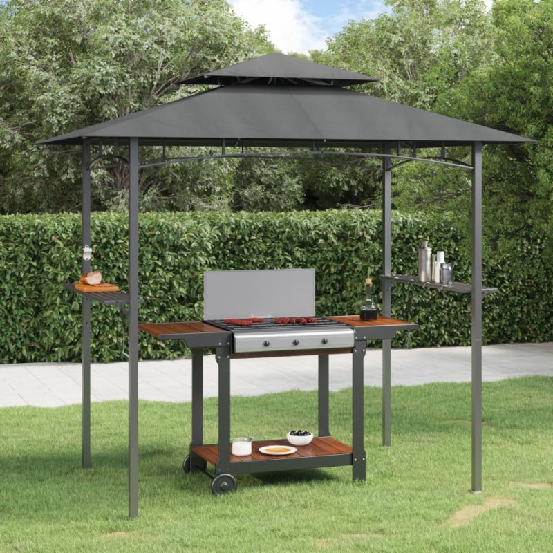 Gazebo churrasco prateleiras laterais 240x150x243 aço antracite-Toldos e gazebos-Home Retail