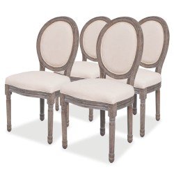 Cadeiras de jantar 4 pcs tecido cor creme