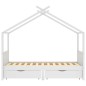 Estrutura cama criança c/ gavetas 90x200 cm pinho maciço branco