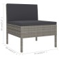 11 pcs conjunto lounge de jardim c/ almofadões vime PE cinzento