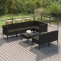 8 pcs conjunto lounge de jardim c/ almofadões vime PE preto