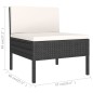 11 pcs conjunto lounge de jardim c/ almofadões vime PE preto