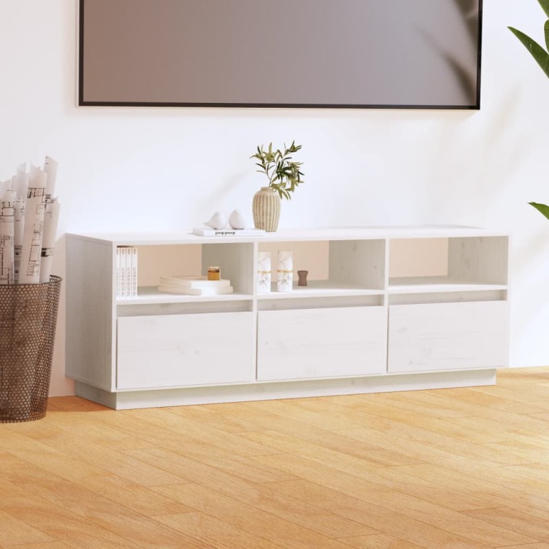 Móvel de TV 140x37x50 cm madeira de pinho maciça branco-Móveis de TV-Home Retail