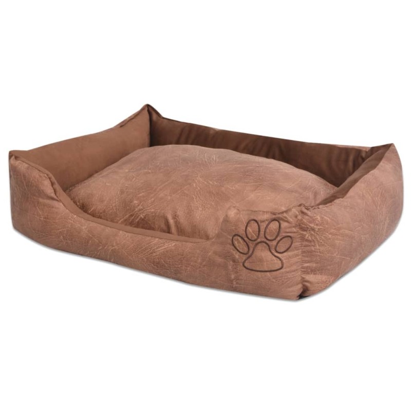 Cama para cães com almofada couro artificial PU tamanho M bege-Ninhos para cães-Home Retail