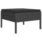 11 pcs conjunto lounge de jardim c/ almofadões vime PE preto