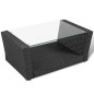 4 pcs conjunto lounge de jardim c/ almofadões vime PE preto