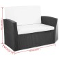 4 pcs conjunto lounge de jardim c/ almofadões vime PE preto