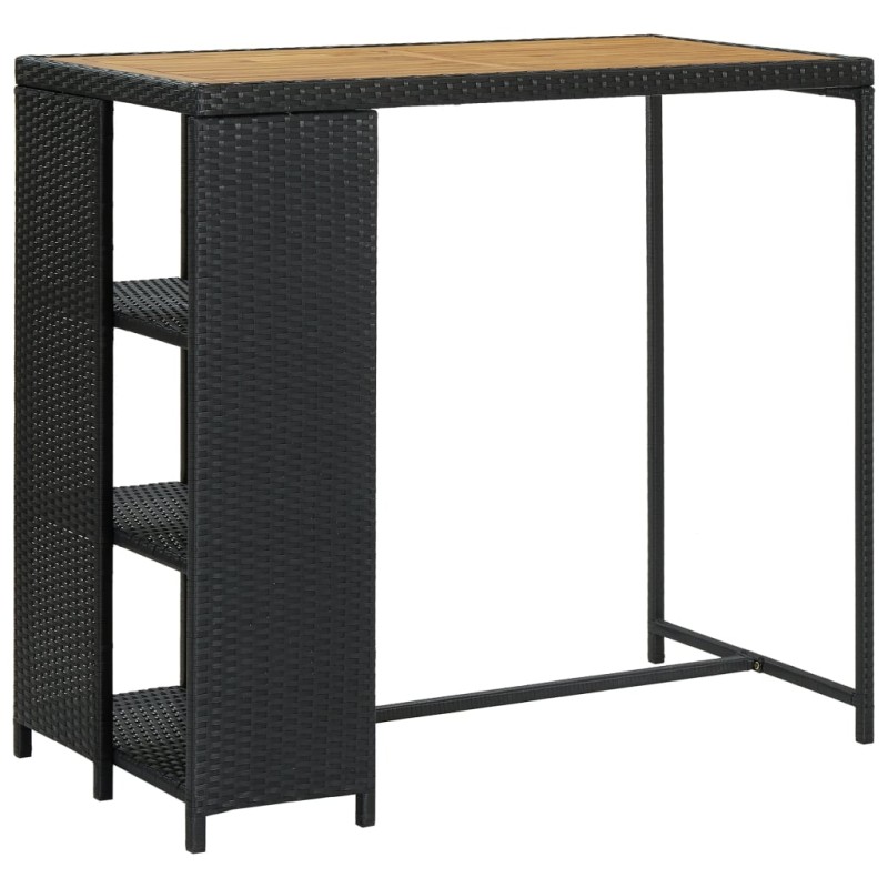 Mesa de bar com prateleiras 120x60x110 cm vime PE preto-Mesas de cozinha e de sala de jantar-Home Retail