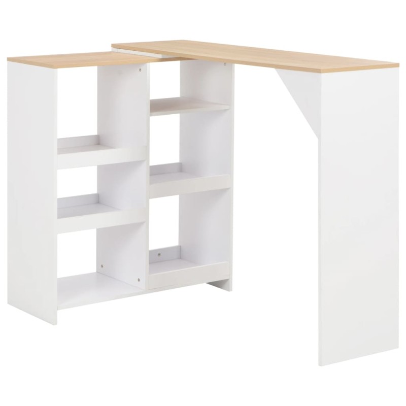 Mesa de bar com prateleira movível branco 138x39x110 cm-Mesas de cozinha e de sala de jantar-Home Retail