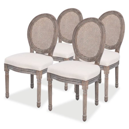 Cadeiras de jantar 4 pcs tecido cor creme