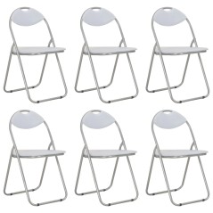 Cadeiras de jantar dobráveis 6 pcs couro artificial branco