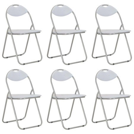 Cadeiras de jantar dobráveis 6 pcs couro artificial branco