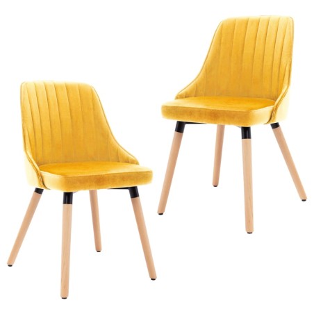 Cadeiras de jantar 2 pcs veludo amarelo