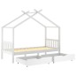 Estrutura cama criança c/ gavetas 90x200 cm pinho maciço branco