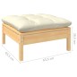 6 pcs conjunto lounge de jardim c/ almofadões cor creme pinho