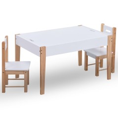 Mesa c/ quadro/arrumação desenho e cadeiras 3 pcs preto/branco