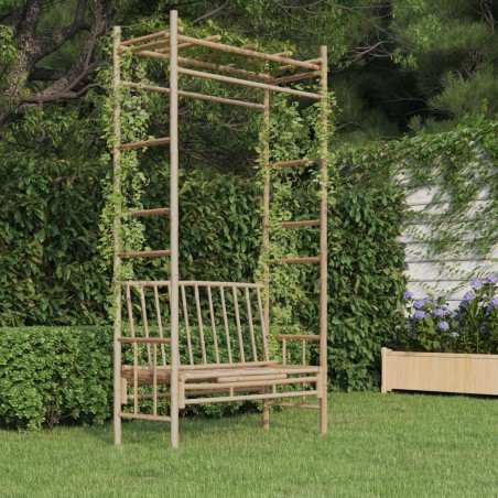 Banco de jardim com pérgola 116 cm bambu