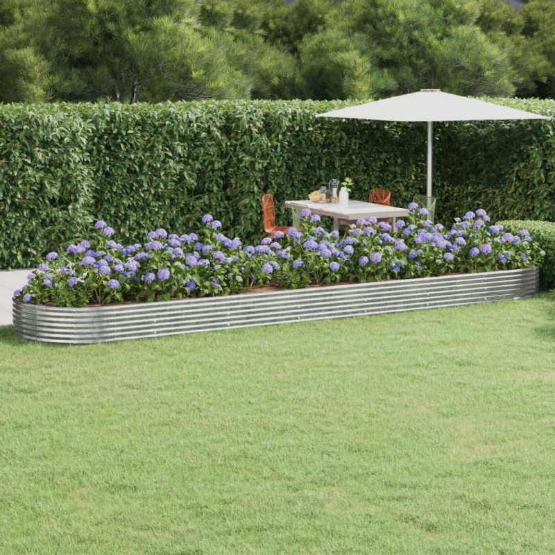 Canteiro elevado jardim 600x140x36 aço revestido a pó prateado-Vasos e floreiras-Home Retail