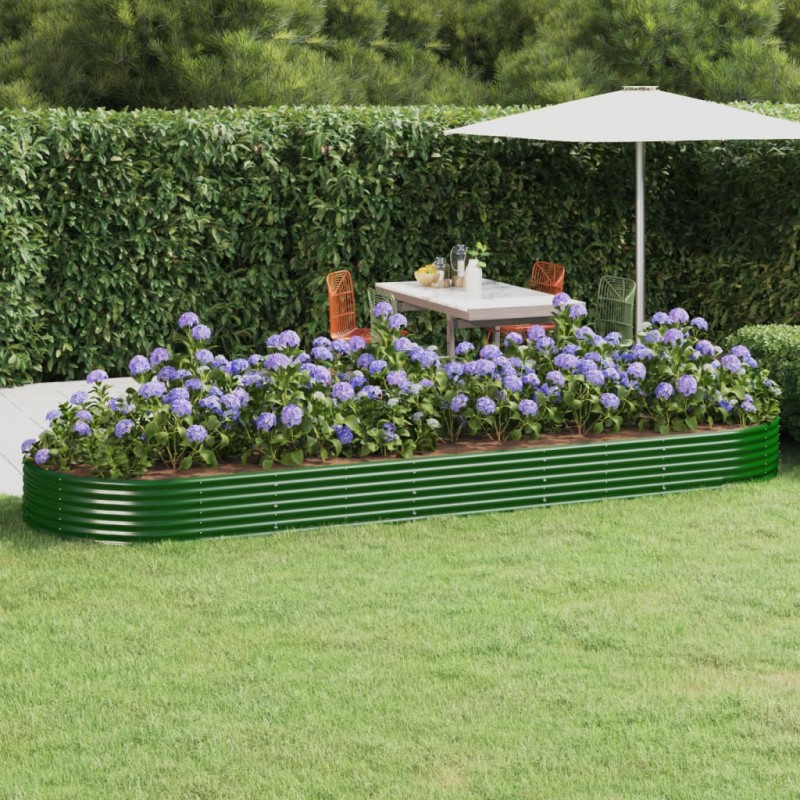 Canteiro elevado jardim 450x140x36 cm aço revestido a pó verde-Vasos e floreiras-Home Retail