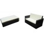 2 pcs conjunto lounge de jardim c/ almofadões vime PE preto