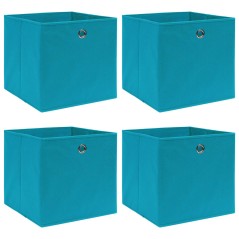 Caixas de arrumação 4 pcs 32x32x32 cm tecido azul-bebé