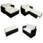 2 pcs conjunto lounge de jardim c/ almofadões vime PE preto