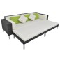 4 pcs conjunto lounge de jardim c/ almofadões vime PE preto