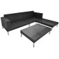 4 pcs conjunto lounge de jardim c/ almofadões vime PE preto