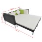 4 pcs conjunto lounge de jardim c/ almofadões vime PE preto