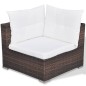 5 pcs conjunto lounge jardim c/ almofadões vime PE castanho