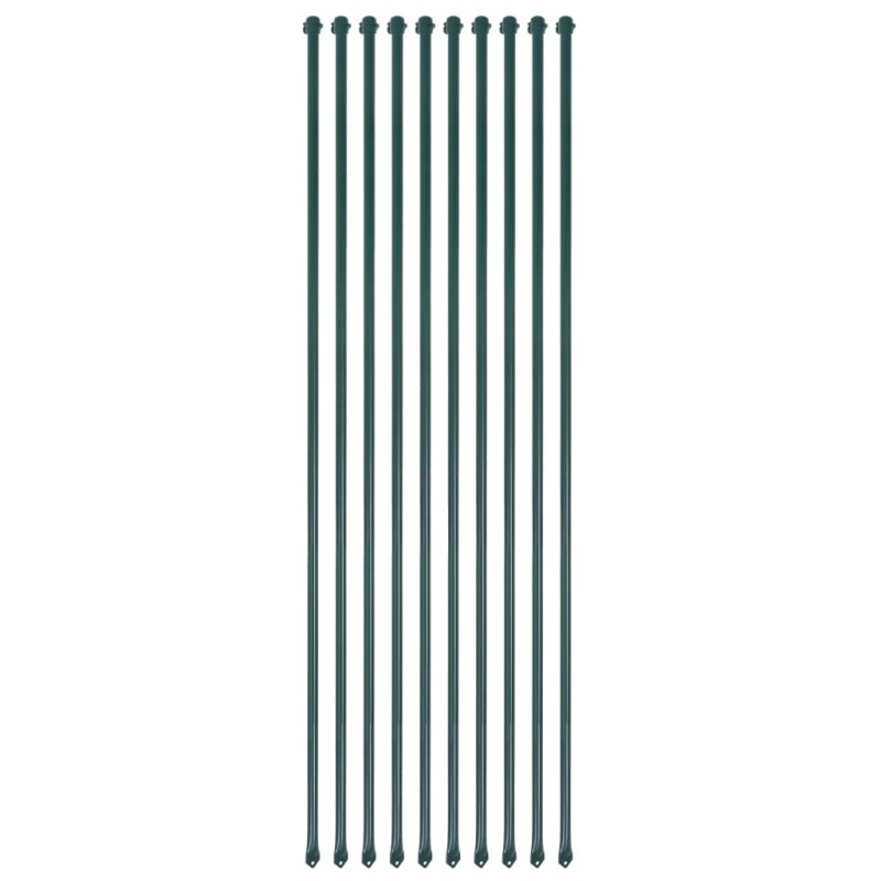 Postes de jardim 10 pcs 1,5 m metal verde-Cercas e suportes para plantas-Home Retail