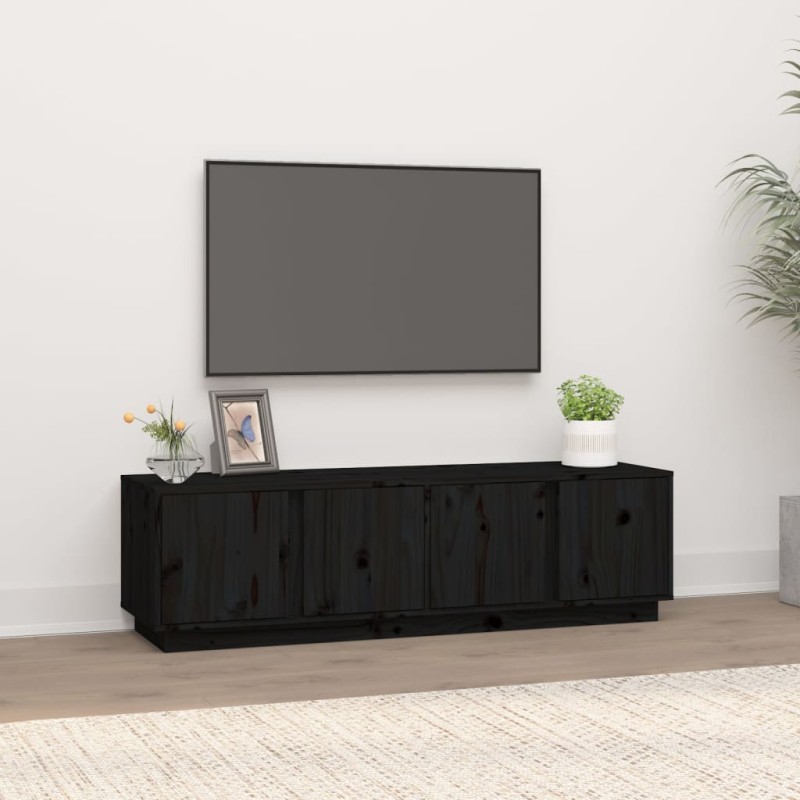 Móvel de TV 140x40x40 cm madeira de pinho maciça preto-Móveis de TV-Home Retail